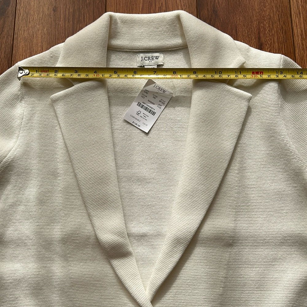 J. Crew 100% Cotton Schoolboy Sweater Blazer Ivory (Off-White) Petite XSP NWT - Picture 7 of 10